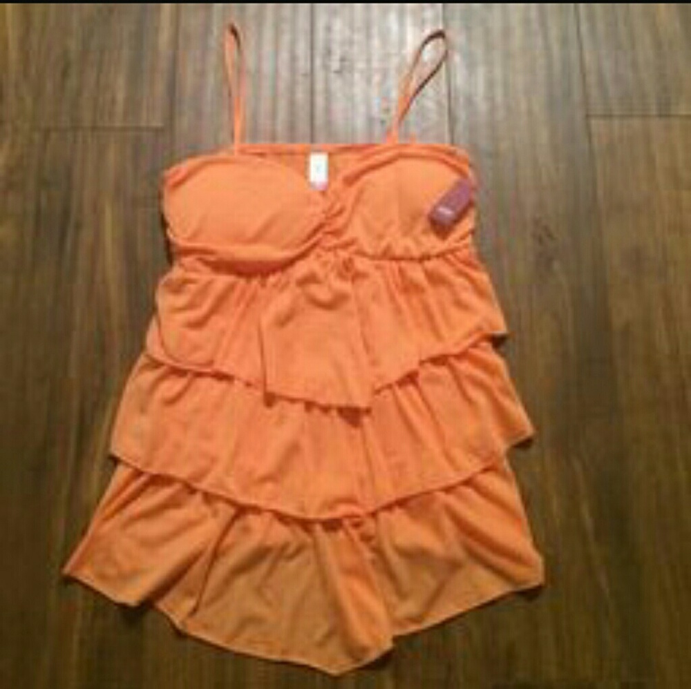 No Boundaries Bright Orange Layered Tank Top